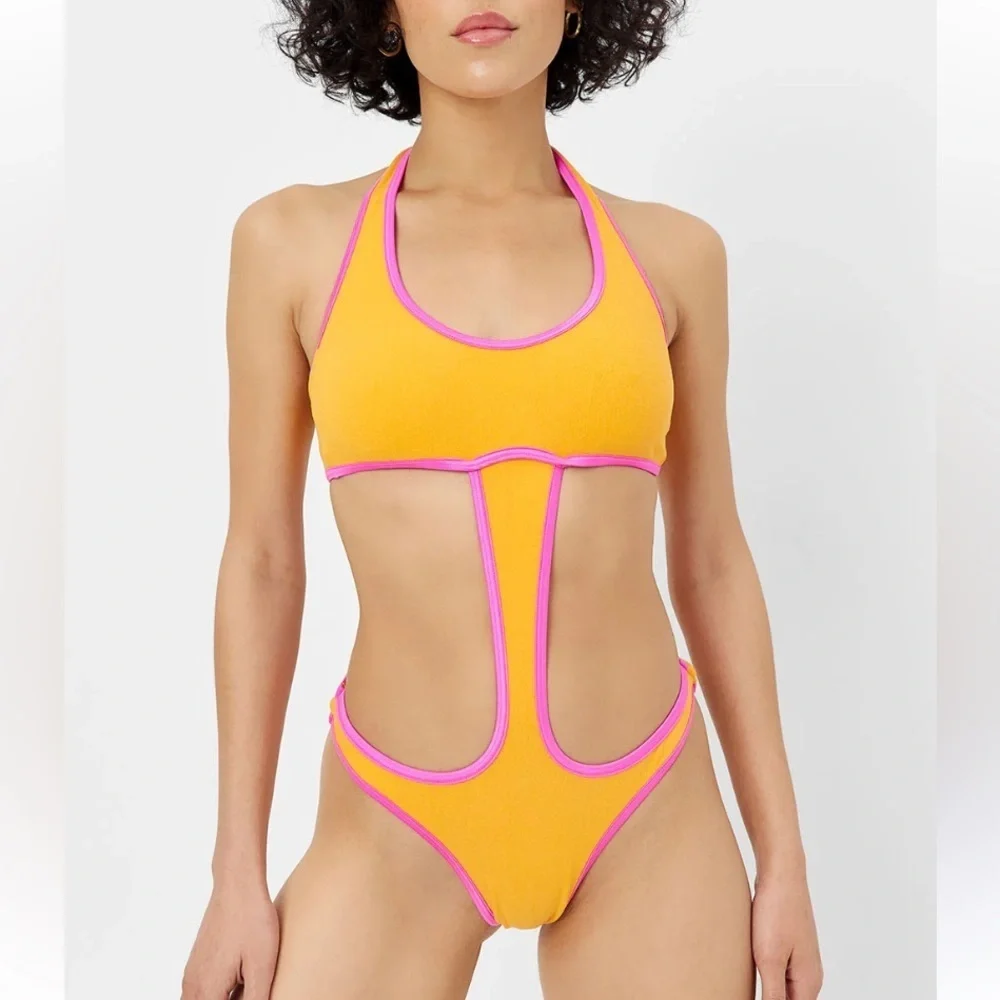 New! Frankie’s bikinis Hayes Terry Monokini One Piece Swimsuit 24115